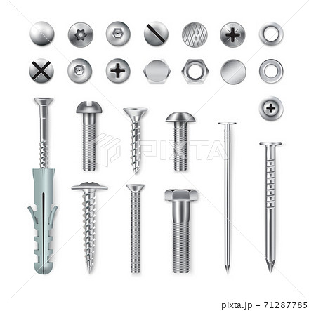 Realistic Fastening Items Setのイラスト素材