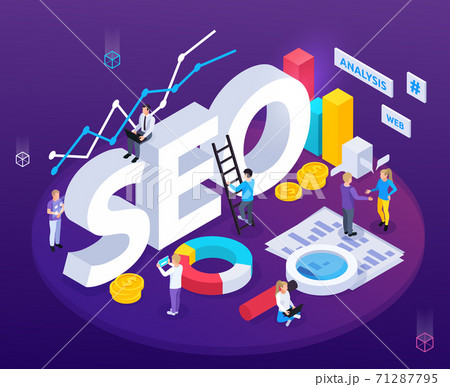 SEO Analysis Isometric Composition 71287795