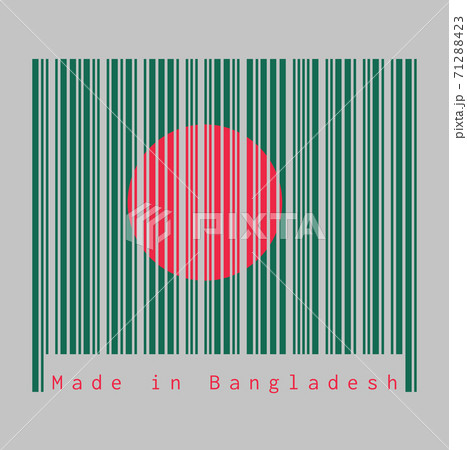 Barcode set the color of Bangladesh flag, A red disc on a green field. with text Barcode set the color of Bangladesh flag, A red disc on a green field. with text 71288423