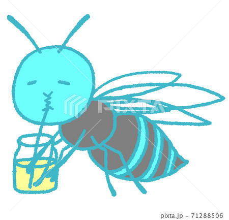 食事中のスズメバチ 水色 のイラスト素材