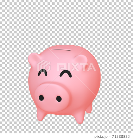 Illustration material of money Pig piggy bank (2_4) Smiley face Illustration material of money Pig piggy bank (2_4) Smiley face 71288823