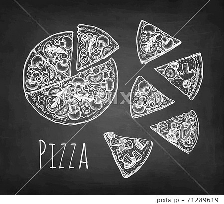 Chalk Sketch Of Pizza のイラスト素材