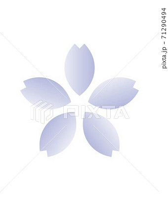 桜アイコン　イラスト　紫色　シンボル　シンプル　ブルー　空色　花吹雪　青　水色　新年　年賀状素材 71290494