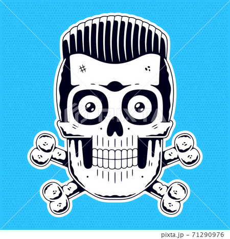 Funny skull. Modern logo. Skull with bones. Cool hairstyle. 71290976