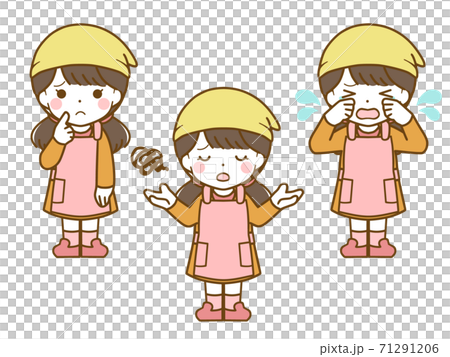エプロンを着た女児の困った表情 71291206