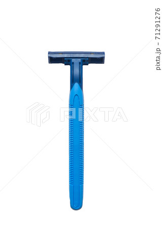 Blue men's razor on a white background. Isolated background 71291276