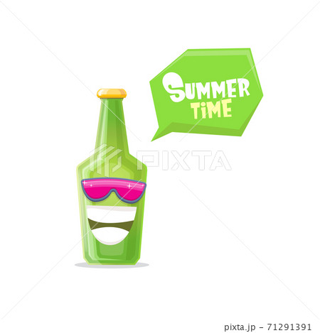 vector cartoon funky beer bottle character with sunglasses isolated on white background. Vector funny beer label or poster design template. International beer day cartoon comic poster or banner vector cartoon funky beer bottle character with sunglasses isolated on white background. Vector funny beer label or poster design template. International beer day cartoon comic poster or banner 71291391