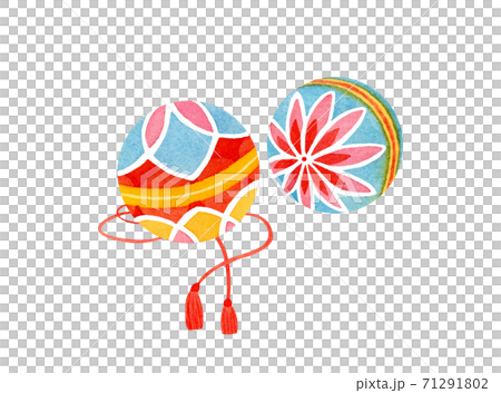 手描き水彩 ｜ 鞠　イラスト 71291802
