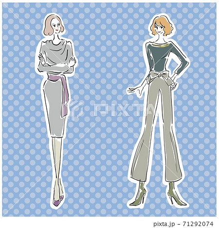 秋ファッション オシャレな女性のイラスト素材