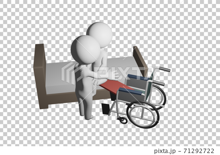 スライディングボードで車椅子移乗のイラスト素材