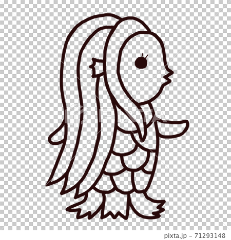 塗り絵 アマビエ シンプル 線画 塗り絵 アマビエ シンプル 線画 71293148