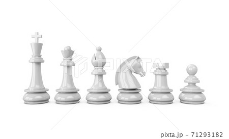 3D Rendering White chess pieces isolated on white background 71293182