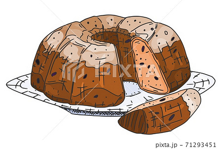 round raisin muffin with icing. vector sketch new 71293451