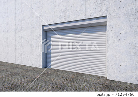 Closed shutter door or roller door on gate building, 3d rendering 71294766