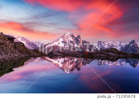Sunset on lake Lac Blanc 71295678