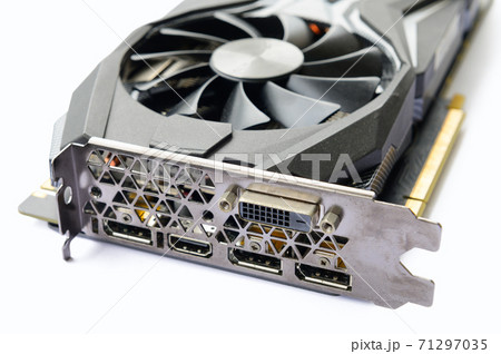 High performance graphics card connectors on white background 71297035
