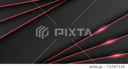 Abstract metallic black frame background, triangular overlap layer with bright red light line, diagonal shape, dark minimal design with copy space, vector illustration 71297116
