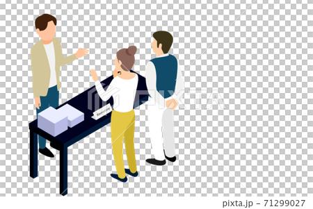 Male isometric who guides at the reception 71299027