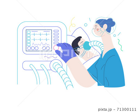 Mechanical ventilation - medical insurance illustration Mechanical ventilation - medical insurance illustration 71300111