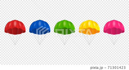 Vector 3d Realistic Colored Parachute Icon Set Isolated on Transparent Background. Design Template for Delivery Services, Post, E-Commerce, Sport Concept, Web Banner, mockup. Front View Vector 3d Realistic Colored Parachute Icon Set Isolated on Transparent Background. Design Template for Delivery Services, Post, E-Commerce, Sport Concept, Web Banner, mockup. Front View 71301423
