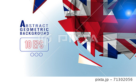 Abstract UK flag polygon sphere isolted on light blue BG 71302056