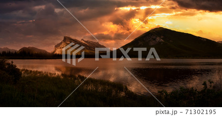 Beautiful Panoramic View of Vermilion Lakes in Banff, Alberta, Canada Beautiful Panoramic View of Vermilion Lakes in Banff, Alberta, Canada 71302195