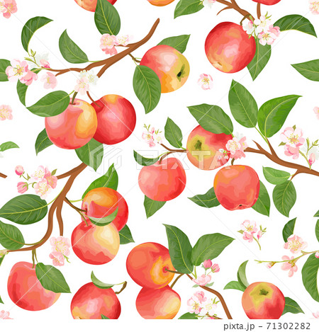 Boho botanical apple seamless pattern. Vector autumn fruits, flowers, leaves texture. Summer floral background Boho botanical apple seamless pattern. Vector autumn fruits, flowers, leaves texture. Summer floral background 71302282