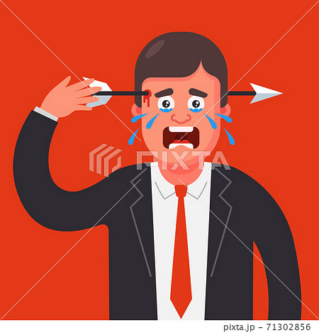 a man was hit with a bow arrow. miss in work.  71302856
