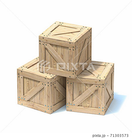 Three Wooden Boxes 3dのイラスト素材