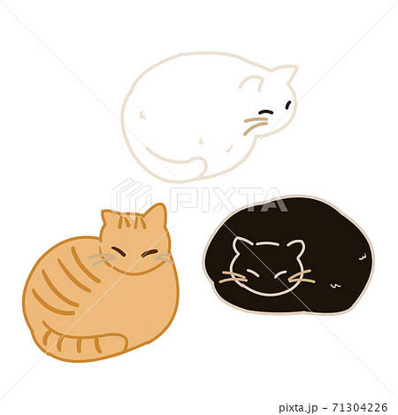 白猫と黒猫と虎猫のセットのイラスト素材