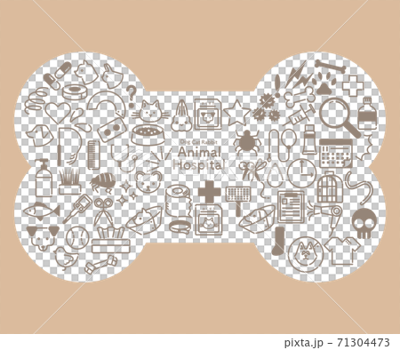 Hone-shaped brown veterinary hospital related icon set Hone-shaped brown veterinary hospital related icon set 71304473