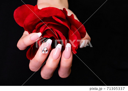 フレンチネイルとバラ 71305337