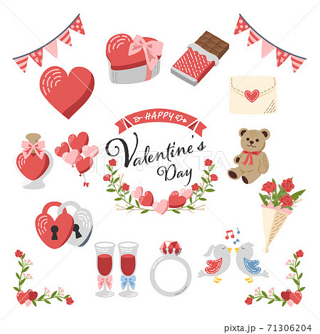 ハートやチョコレート等のバレンタインイラスト集のイラスト素材
