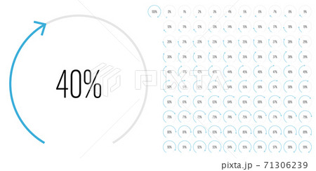 Set of circular sector percentage diagrams from 0 to 100 71306239