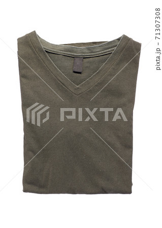 Top view of Gray white t-shirt isolated on white background Top view of Gray white t-shirt isolated on white background 71307308