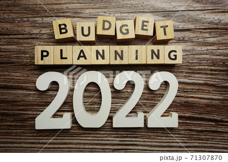 Budget Planning 2022 alphabet letters on wooden background 71307870