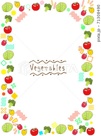 食べ物の枠 フレーム 野菜 比率縦のイラスト素材