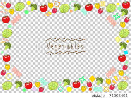 食べ物の枠 フレーム 野菜 比率横のイラスト素材
