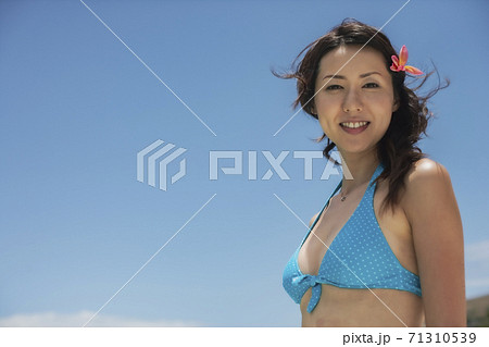 水着姿の日本人女性の写真素材