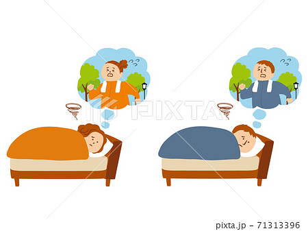 ダイエットが苦痛で起きたくない人物のイラスト 71313396