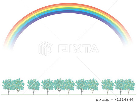 虹のある風景 並木 透明背景 のイラスト素材