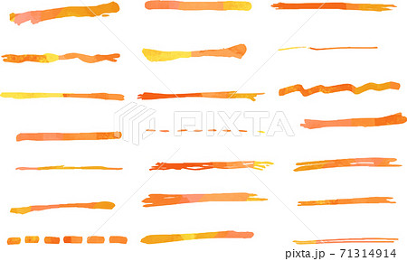 線 ライン 筆 ブラシ 素材 デザイン 水彩風テクスチャのイラスト素材
