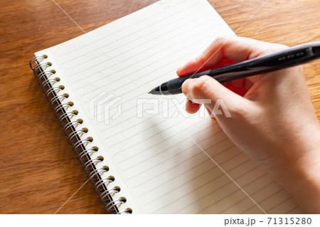 右手でペンを持ちノートにアイデア出し 右手でペンを持ちノートにアイデア出し 71315280