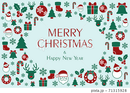 クリスマスのアイコン カード はがきテンプレートのイラスト素材