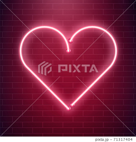 Neon heart sign. Red fluorescent light vector illustration. Valentines day invitation card concept. Love and romance background. 71317404