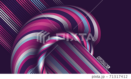 Abstract art backdrop. Colorful curly circle. Futuristic waves wallpaper with folds. Purple background simple. 71317412