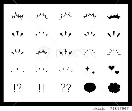 気づき線 注目マークのセット イラスト アイコン ポイント 集中 驚き 飾り 装飾 理解 シンプルのイラスト素材