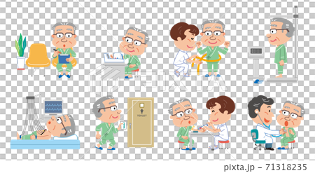 高齢者健康診断　検査内容　高齢男性　イラスト 71318235