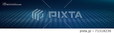 Network connection concept blue vector illustration. Futuristic hexagon perspective wide angle lanscape. Futuristic honeycomb concept. 3d landscape. Big data digital background. 71318236