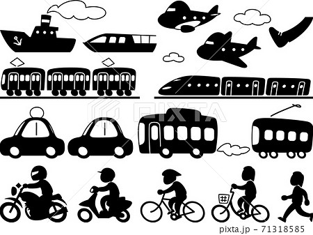 シンプルな交通・移動手段のシルエットセット シンプルな交通・移動手段のシルエットセット 71318585
